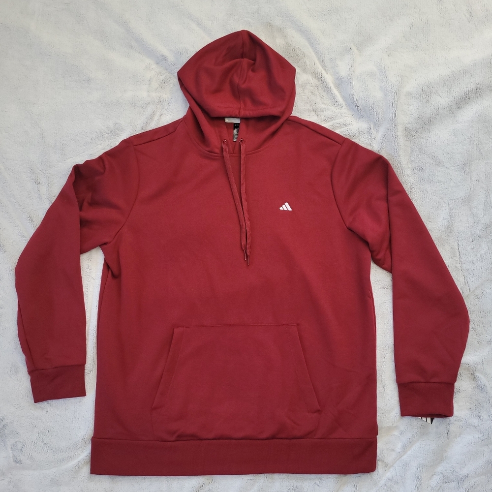 Adidas Mens XL Go To Hoodie Pullover Hooded Sweatshirt Aeroready Burgundy Hoodie